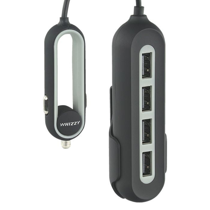 Whizzy 4 Port USB Car Charger Black / STD / Last Buy - Technology