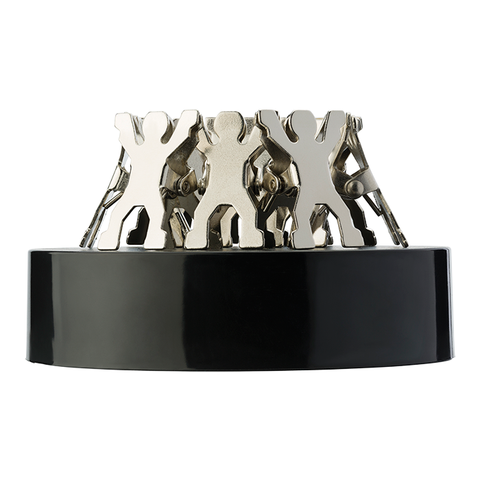 BH1190 - Magnetic Paperweight with Man Shaped Clips Silver / STD / Regular - Office Accessories