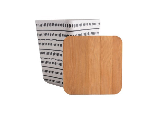1 Litre Bamboo Container - Cream-Black-Brown - Food Storage