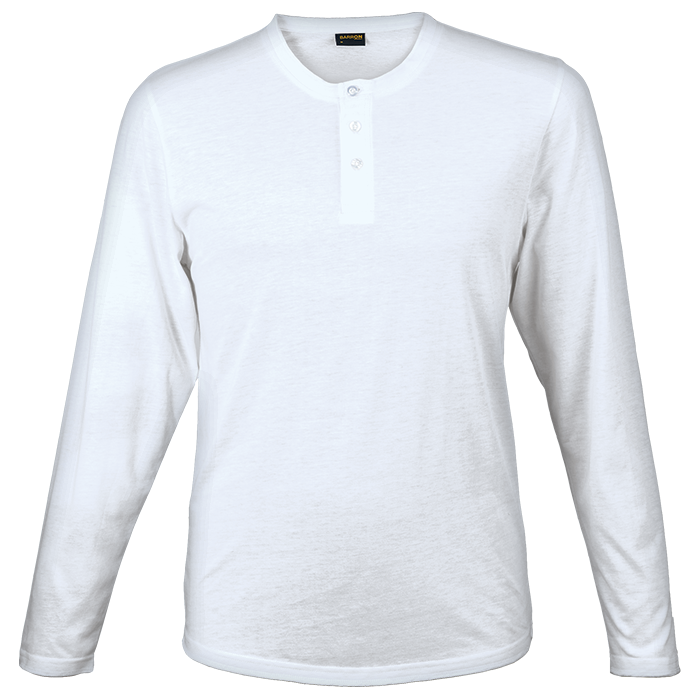 145g Henley Long Sleeve T-Shirt Mens White / XL / Last Buy - T-Shirts