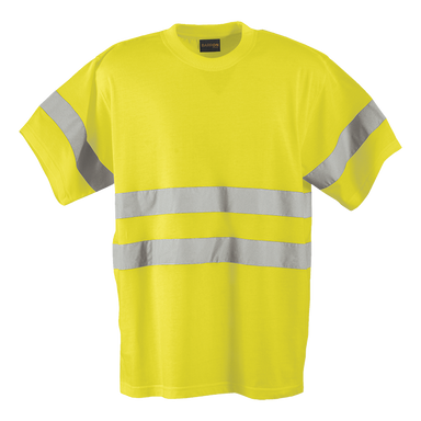 150g Poly Cotton Safety T-Shirt with tape  Yellow