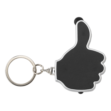3 in 1 Thumbs Up Keychain with Stylus and LED Light Black / STD / Regular - Keychains