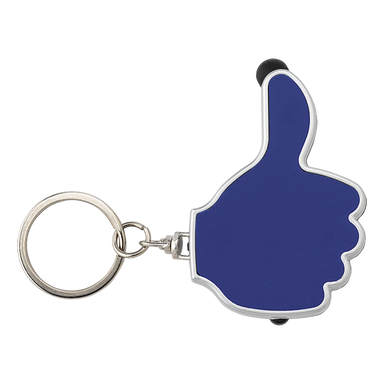 3 in 1 Thumbs Up Keychain with Stylus and LED Light Blue / STD / Regular - Keychains