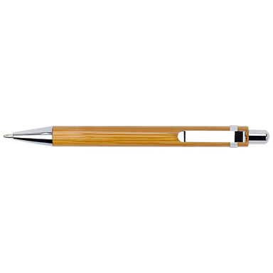Bamboo Ballpoint Pen with Metal Trims Brown / STD / Regular - Pens