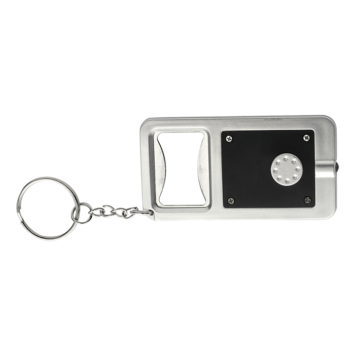 Keychain with Bottle Opener and LED Light Black / STD / Last Buy - Keychains
