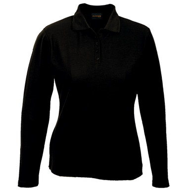 Ladies 175g Pique Knit Long Sleeve Golfer  Black