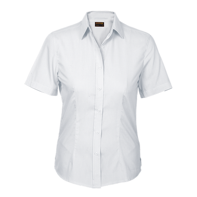 Ladies Basic Poly Cotton Blouse Short Sleeve  White