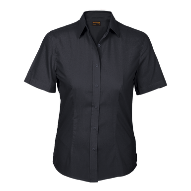 Ladies Basic Poly Cotton Blouse Short Sleeve  Black