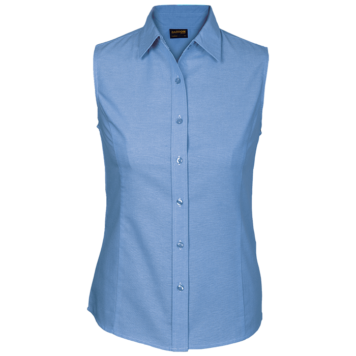 Ladies Oxford Blouse Sleeveless Sky Blue / SML /