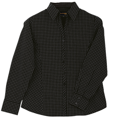 Ladies Pioneer Check Blouse Long Sleeve Black / XS /