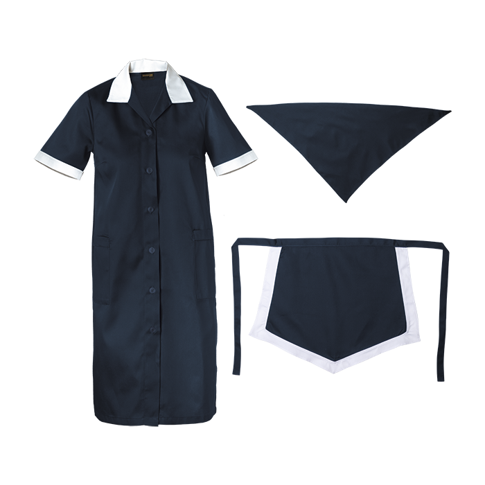 Ladies Poly Cotton 3 Piece Set  Navy/White / XS /