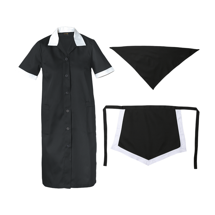 Ladies Poly Cotton 3 Piece Set  Black/White / XS /