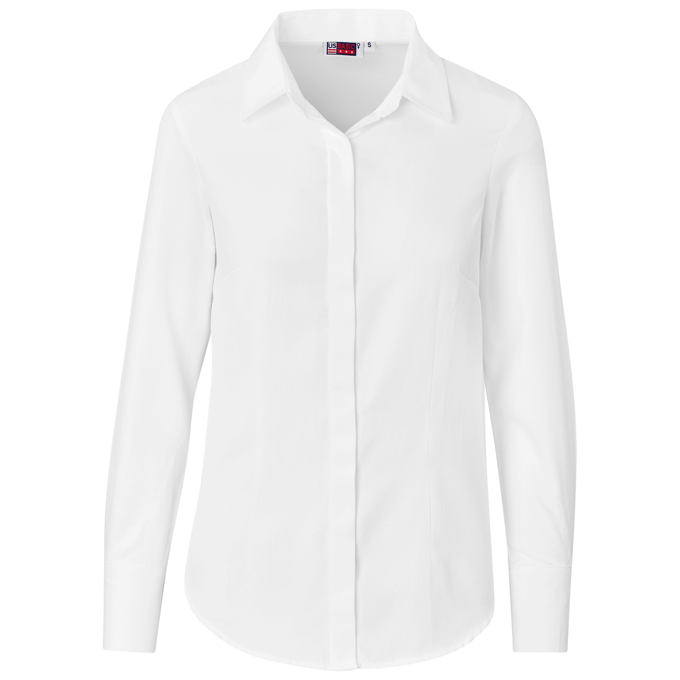 Ladies Long Sleeve Wallstreet Shirt - Blue 2XL / White / W