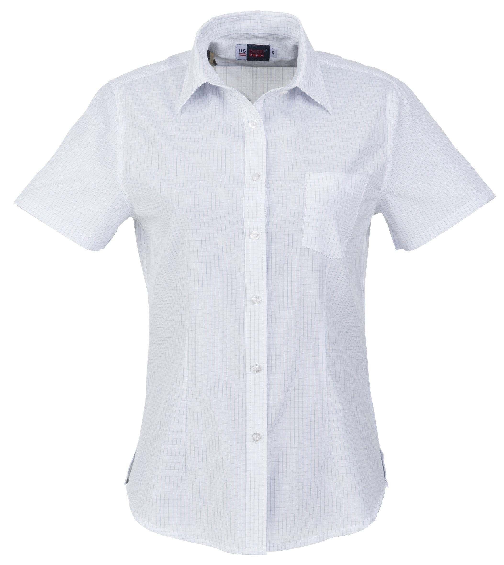 Ladies Short Sleeve Huntington Shirt - White Black L / Light Blue / WLB