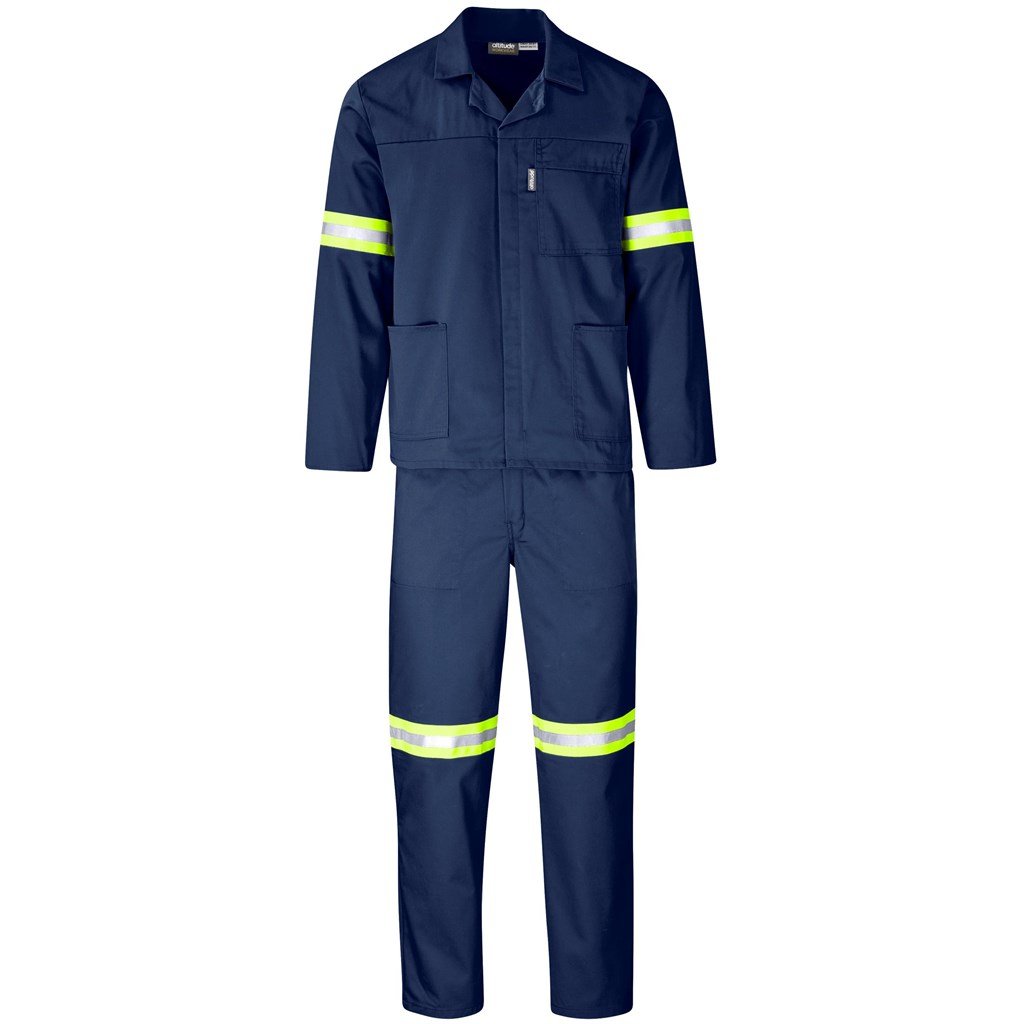 Trade Polycotton Conti Suit - Reflective Arms & Legs - Yellow Tape 32 / NAVY
