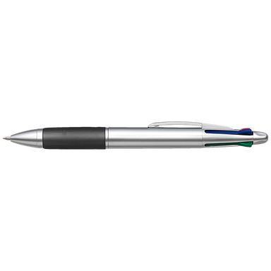 4 Colour Ballpoint Pen with Rubber Grip Black / STD / Regular - Writing Instruments