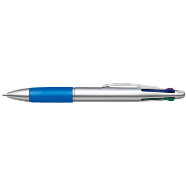 4 Colour Ballpoint Pen with Rubber Grip Blue / STD / Regular - Writing Instruments