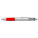 4 Colour Ballpoint Pen with Rubber Grip Red / STD / Regular - Writing Instruments