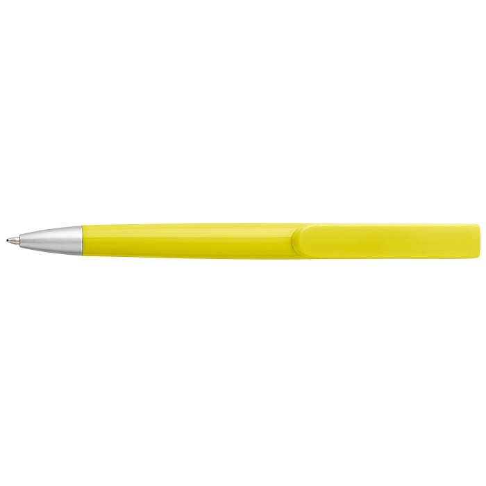 Rounded Clip Ballpoint Pen With Coloured Barrel Yellow / STD / Last Buy - Writing Instruments