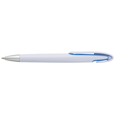 Rounded Clip Ballpoint Pen With White Barrel Light Blue / STD / Last Buy - Writing Instruments