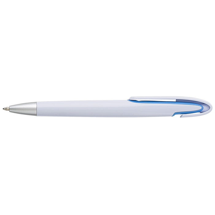 Rounded Clip Ballpoint Pen With White Barrel Light Blue / STD / Last Buy - Writing Instruments