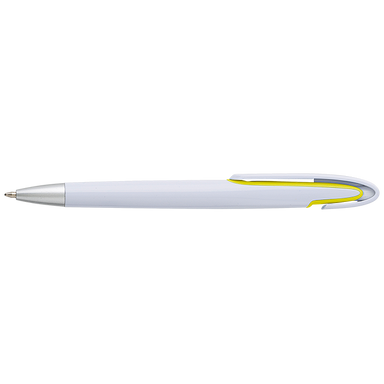 Rounded Clip Ballpoint Pen With White Barrel Yellow / STD / Last Buy - Writing Instruments