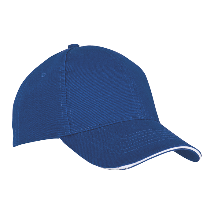 6 Panel Sandwich Peak Cap Royal/White / STD / Regular - Caps