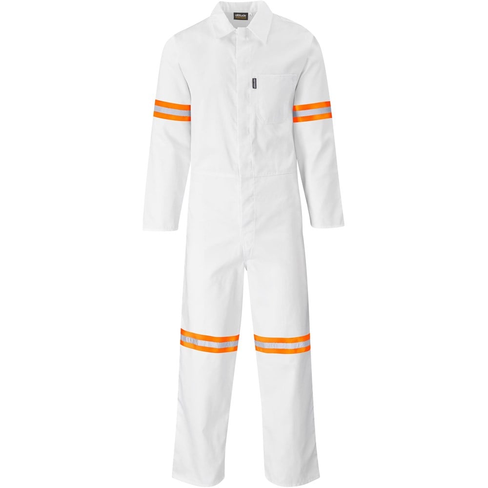 Safety Polycotton Boiler Suit - Reflective Arms Legs & Back - Orange Tape