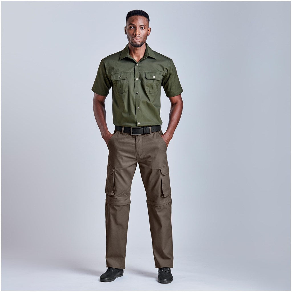 Mens Cargo Zip Off Pants  - Brown