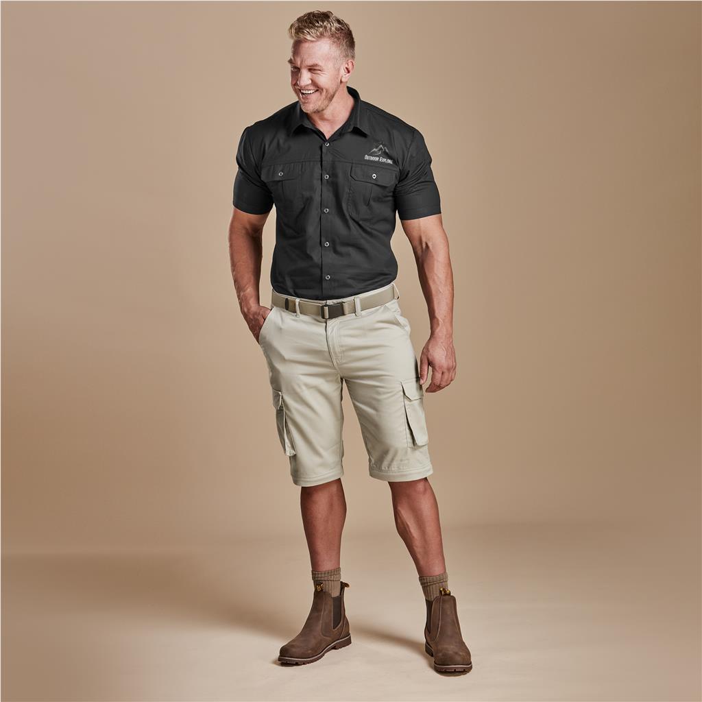 Mens Cargo Zip Off Pants  - Brown