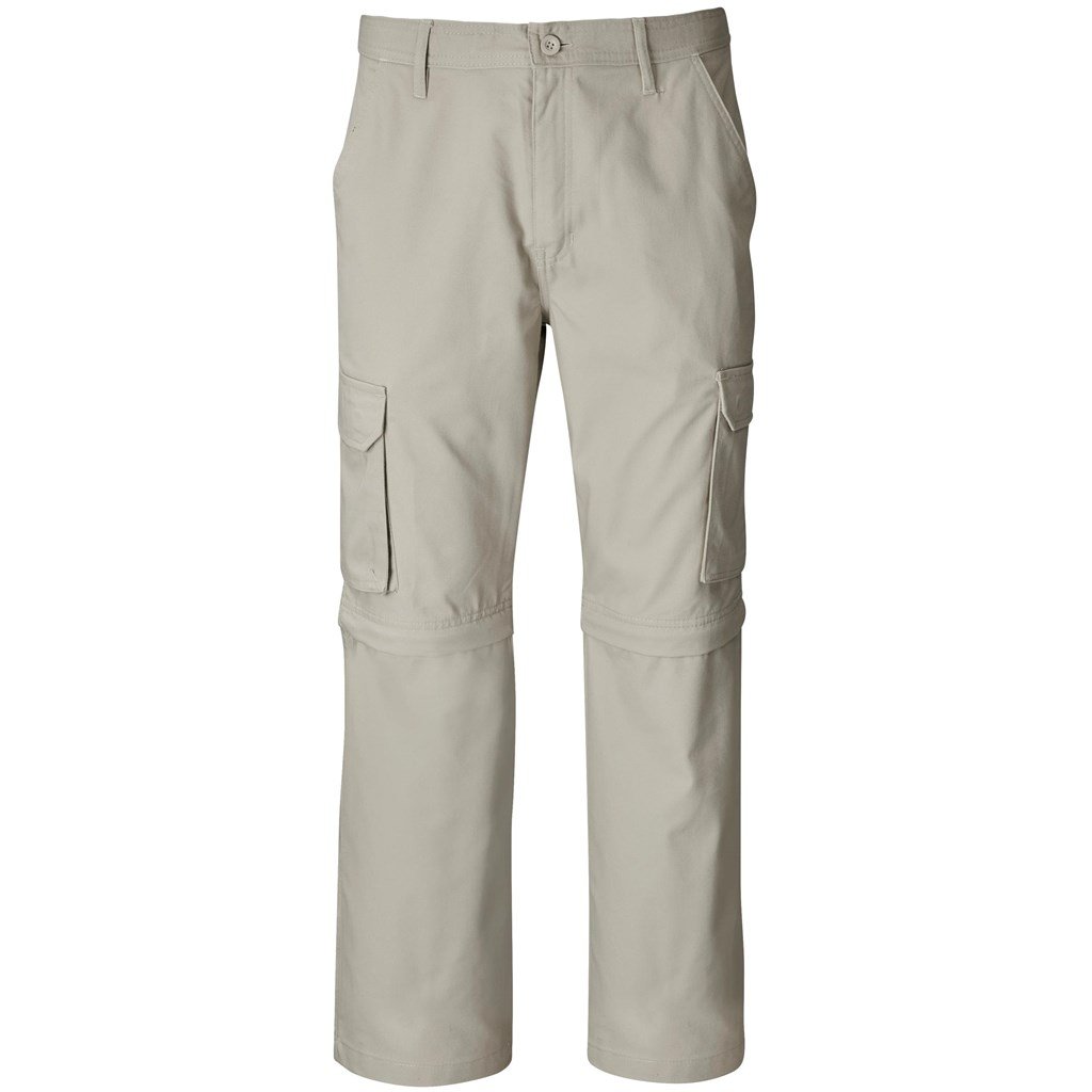 Mens Cargo Zip Off Pants  - Brown