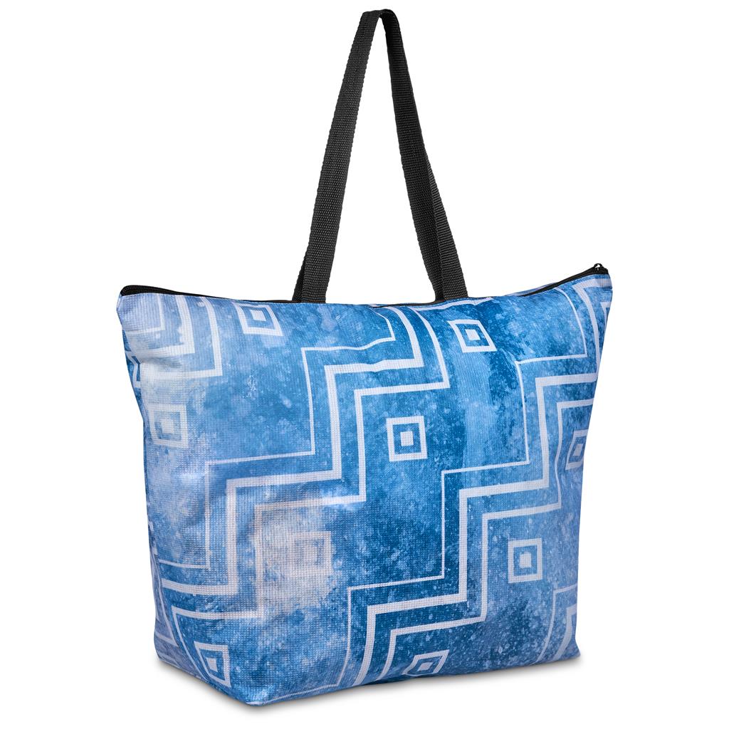 Custom Skyline Recycled PET Stitch-Bond Shopper With Zip