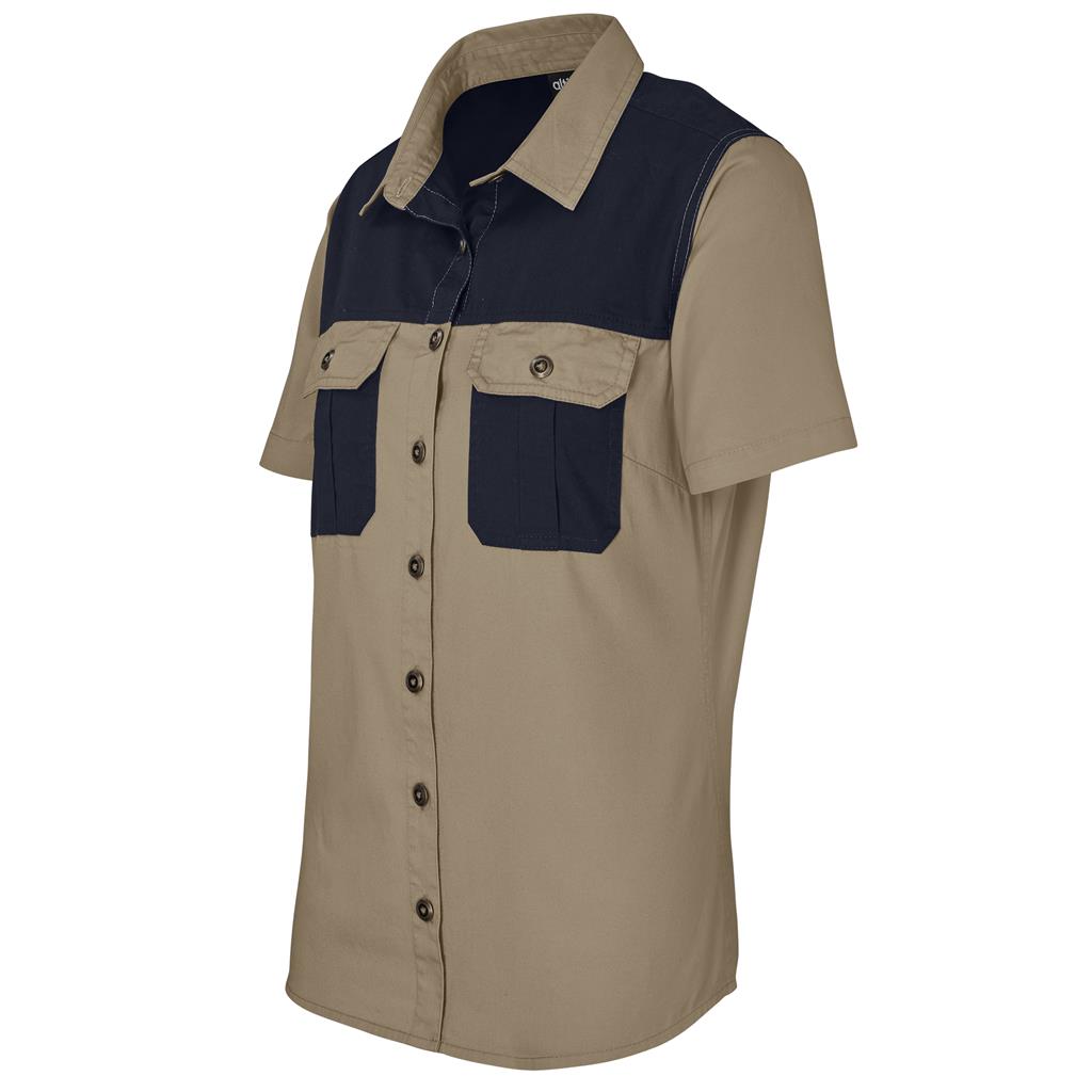 Ladies Short Sleeve Serengeti 2-Tone Bush Shirt