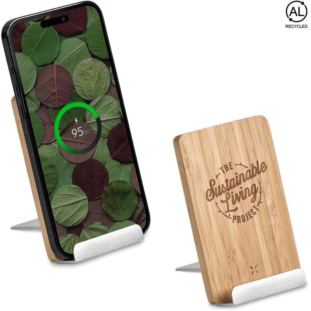 Hakka Bamboo & Recycled Aluminium Wireless Charging Phone Stand