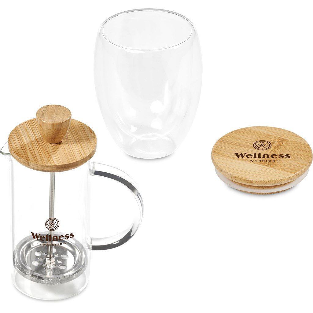 Aibo Glass & Bamboo Coffee Set