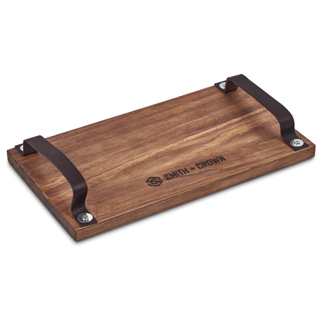 Large Farm Style Wooden Tray with Leather Straps