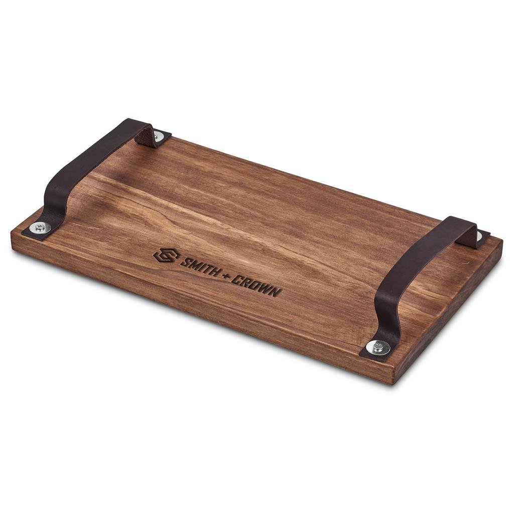 Large Farm Style Wooden Tray with Leather Straps