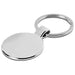 Silver keychain with a round tag on a white background