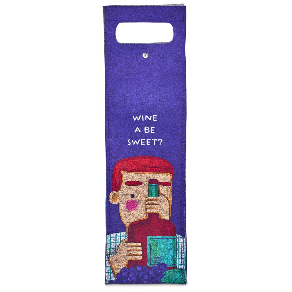 Pre-Printed Sample Custom Velto RPET Felt Single Wine Carrier