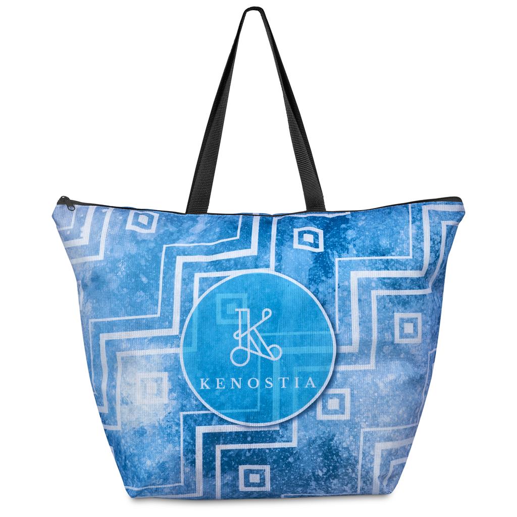 Pre-Printed Sample Custom Skyline Recycled PET Stitch-Bond Shopper With Zip