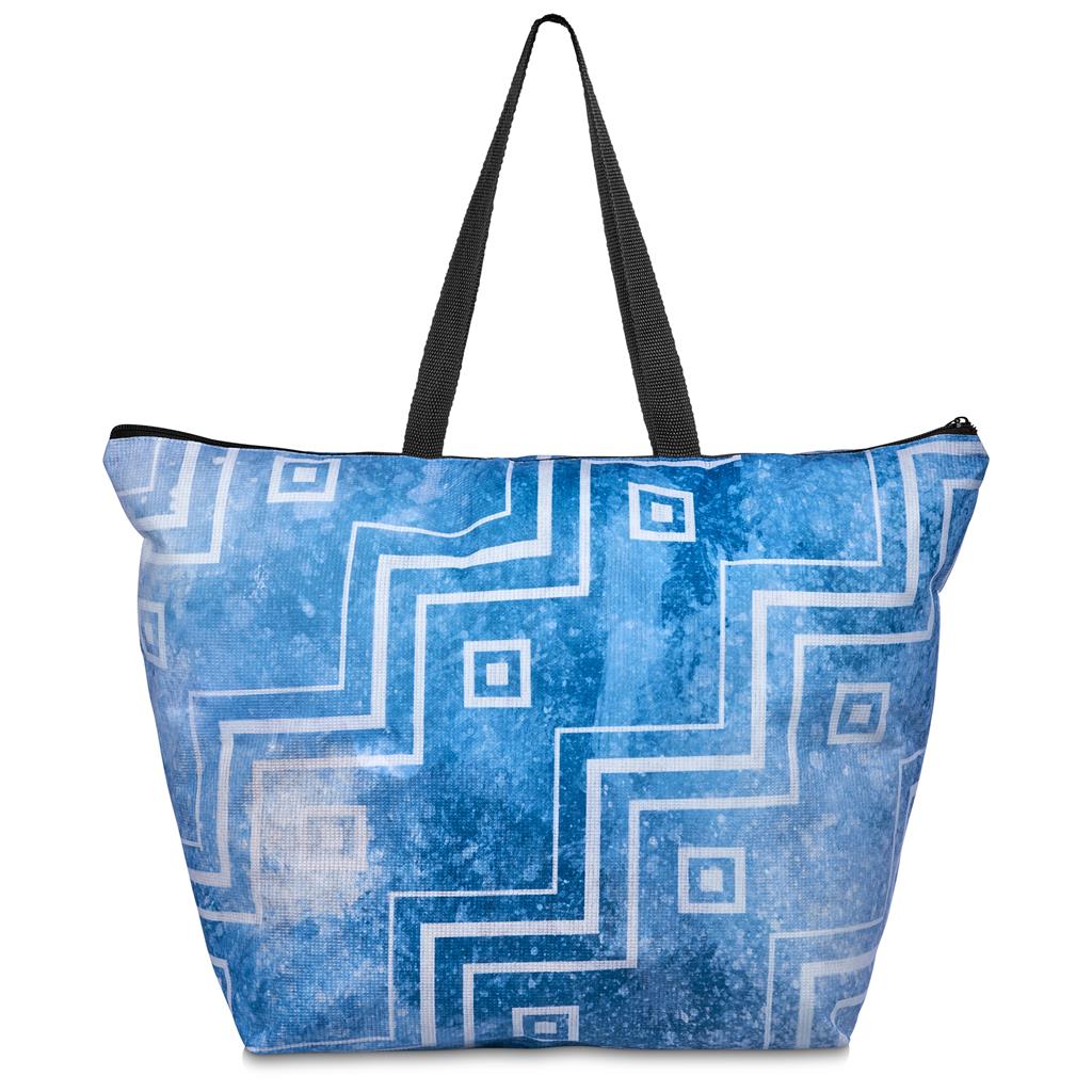 Pre-Printed Sample Custom Skyline Recycled PET Stitch-Bond Shopper With Zip
