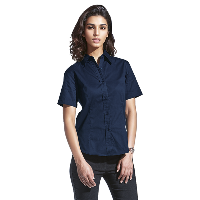 Ladies Brushed Cotton Twill Blouse Short Sleeve