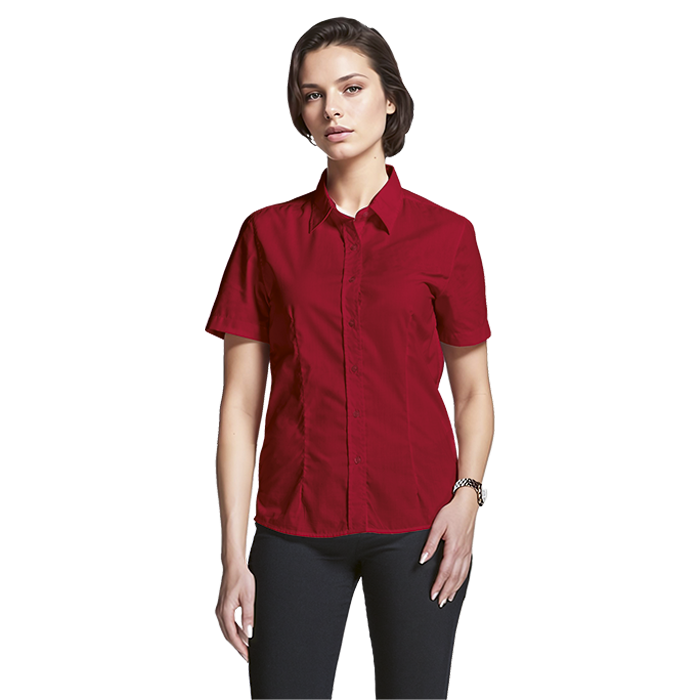 Ladies Basic Poly Cotton Blouse Short Sleeve