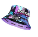 Colourful kids bucket hat shown in an abstract artistic style.