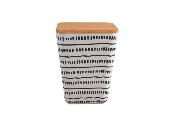1 Litre Bamboo Container - Cream-Black-Brown - Food Storage 