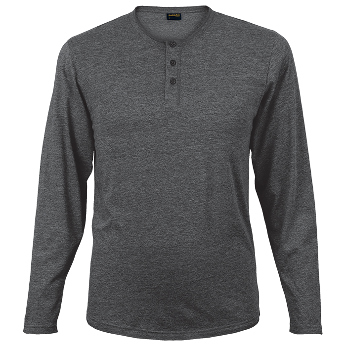 145g Henley Long Sleeve T-Shirt Mens Charcoal Melange / XL / Last Buy - T-Shirts