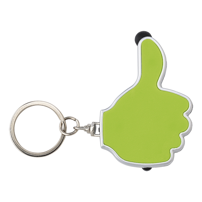 3 in 1 Thumbs Up Keychain with Stylus and LED Light Green / STD / Regular - Keychains