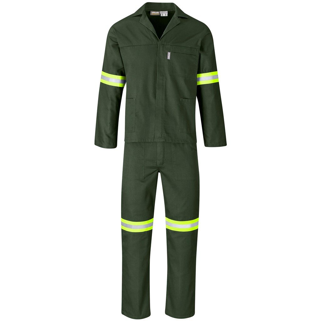 Acid Resistant Polycotton Conti Suit - Reflective Arm Legs & Back - Yellow Tape