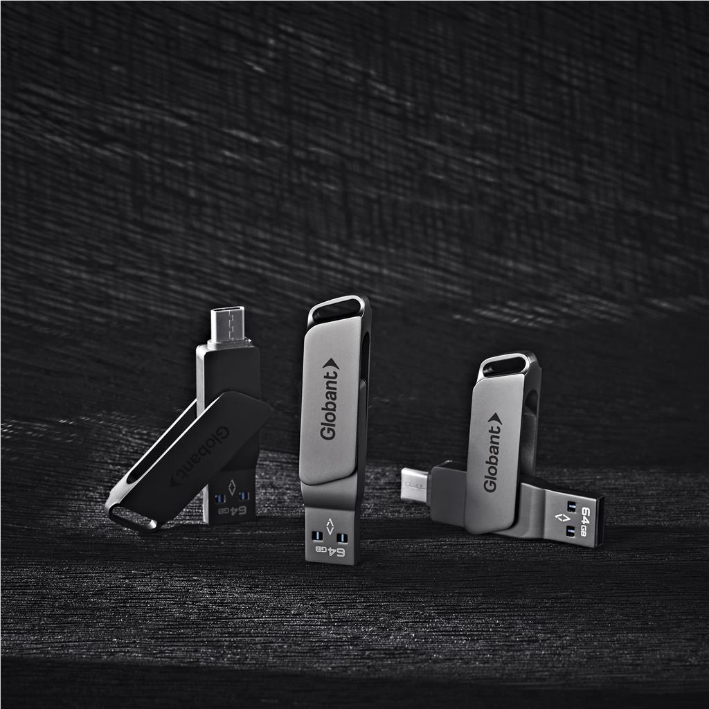 Atraxia Dual Flash Drive – 64GB / Gun Metal / GM