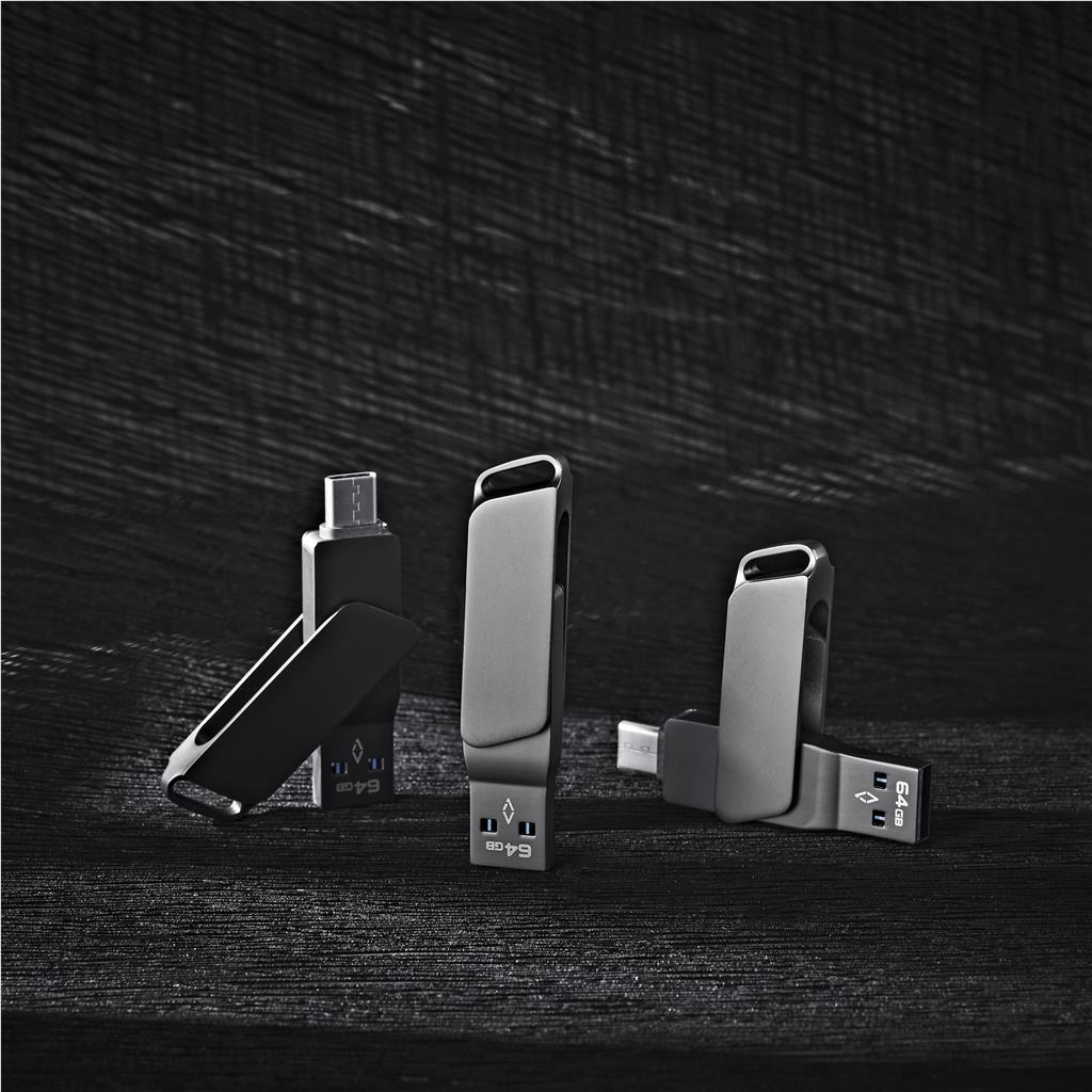 Atraxia Dual Flash Drive – 64GB / Gun Metal / GM